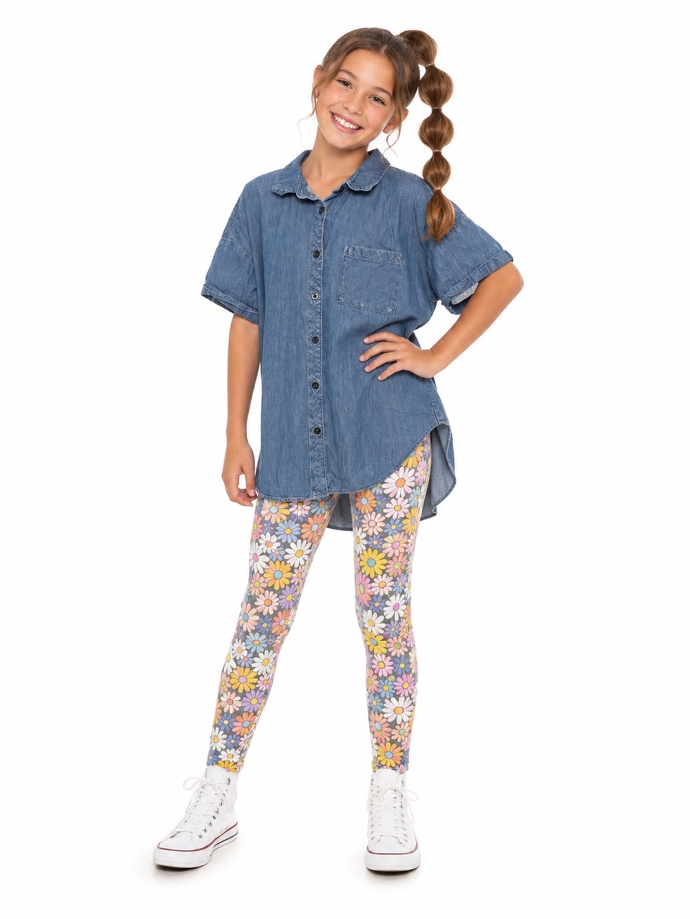 Chambray high-low hemline button down shirt - Picture 1 of 4